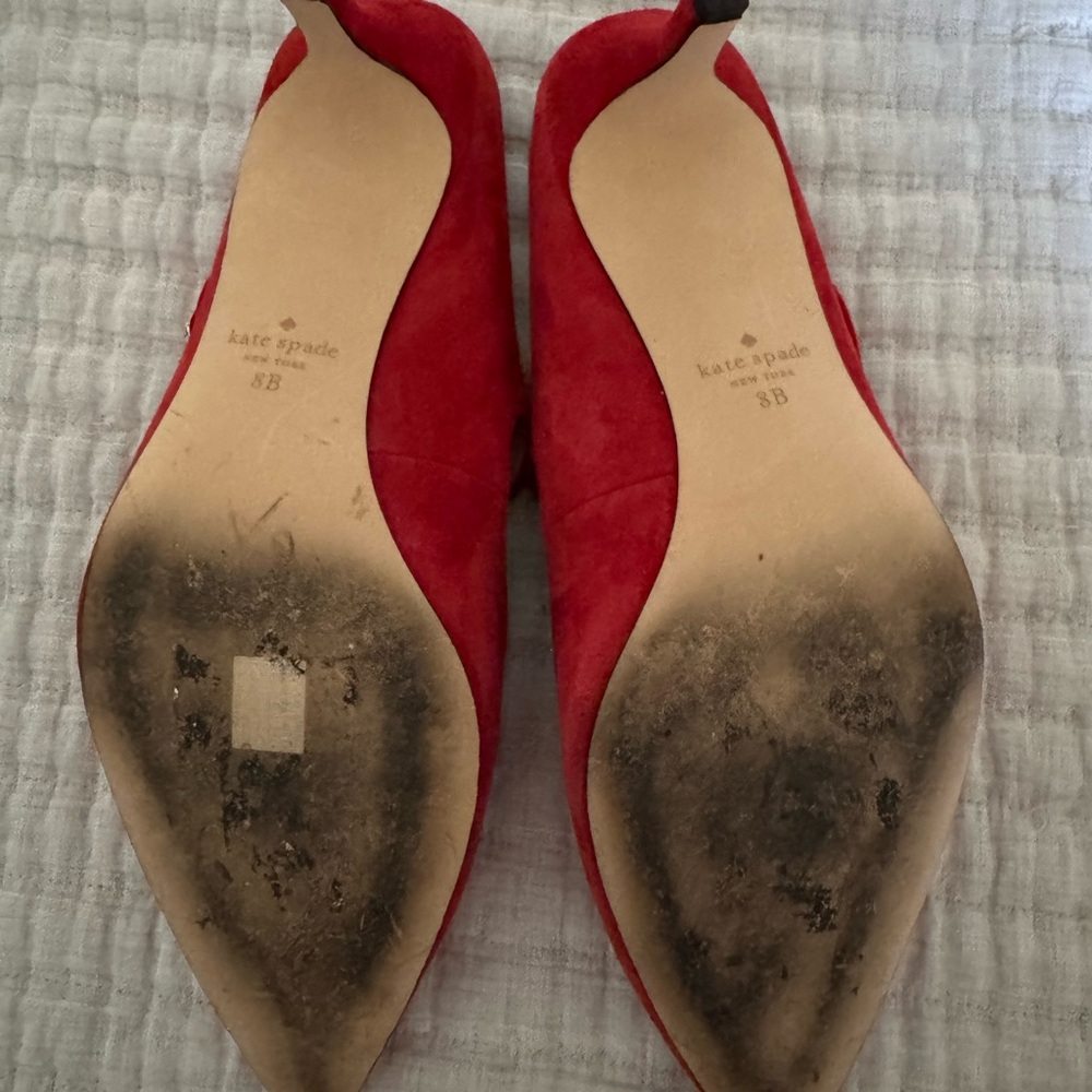 kate spade Red Suede Mary Jane Kitten Heel Pumps - Picture 4 of 4